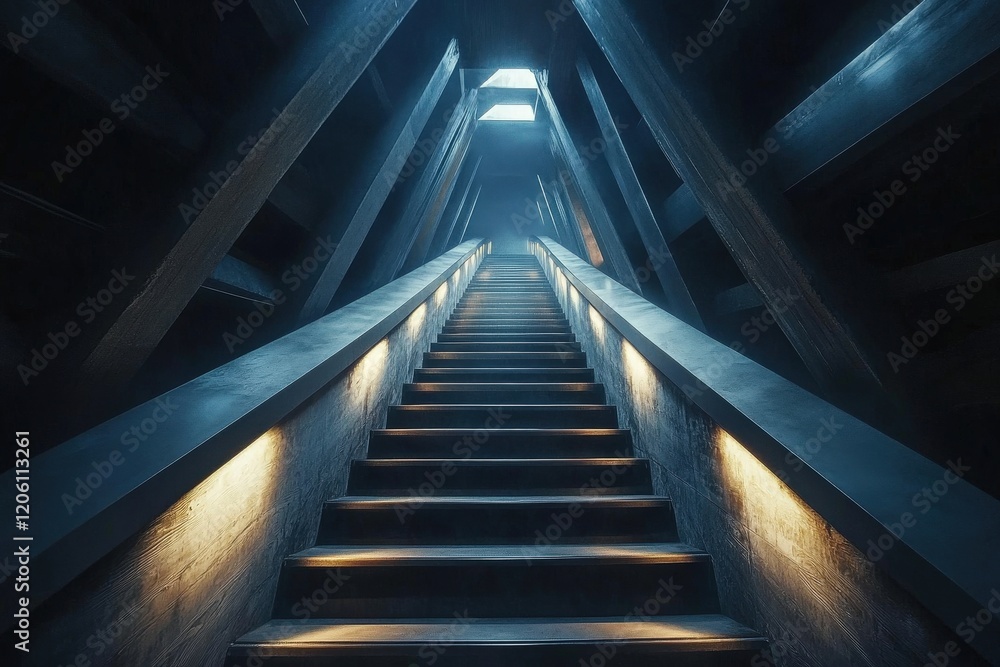 Poster this staircase challenges perceptions of direction with dual pathways.