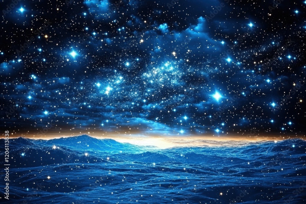 Poster countless stars twinkle in a tranquil celestial backdrop.