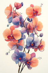 Watercolor Painting of Elegant Orchid Blooms