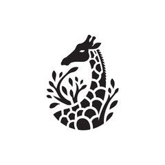 Black Color Giraf silhouette design Vector Illustration, Solid White Background (8).eps