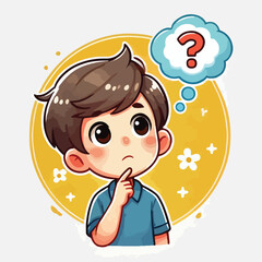 Naklejka premium a boy is thinking vector