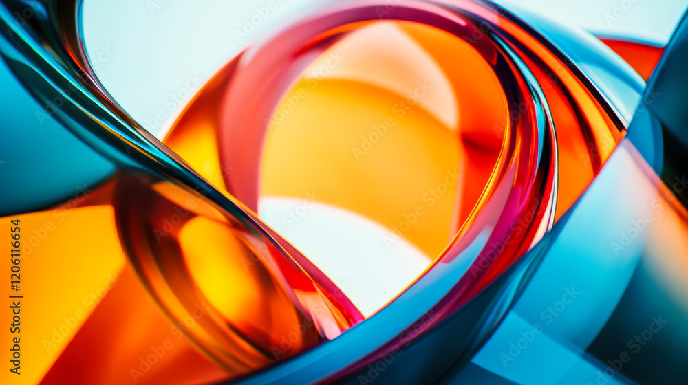 Poster colorful abstract curves create dynamic visual interest in vibrant tones and shapes