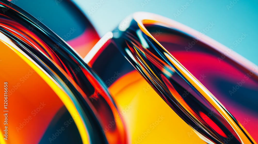 Poster colorful abstract curves create dynamic visual interest in vibrant tones and shapes