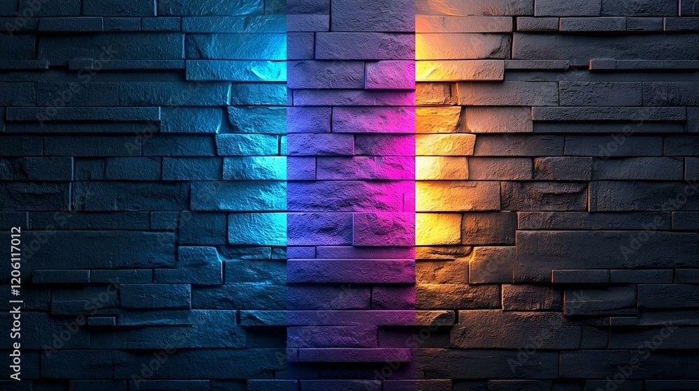Poster vibrant gradient illumination, a dynamic interplay of colorful light casting reflections on a textur