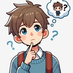 a boy is thinking vector