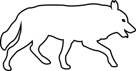 Black wolf silhouette cutout icon. line vector wolf animal  isolated on transparent background. Front and side view print tribal tattoo howling design Pagan familiar spirit art