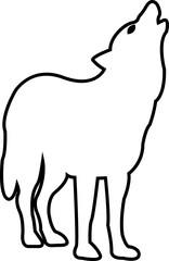 Black wolf silhouette cutout icon. line vector wolf animal  isolated on transparent background. Front and side view print tribal tattoo howling design Pagan familiar spirit art