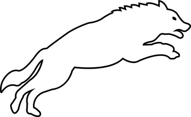 Black wolf silhouette cutout icon. line vector wolf animal  isolated on transparent background. Front and side view print tribal tattoo howling design Pagan familiar spirit art