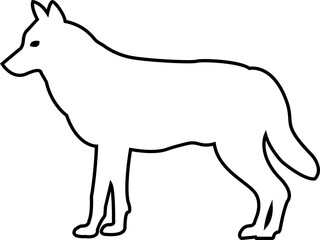 Black wolf silhouette cutout icon. line vector wolf animal  isolated on transparent background. Front and side view print tribal tattoo howling design Pagan familiar spirit art