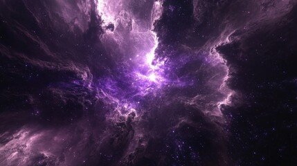 Majestic Cosmic Scene with Vibrant Purple Nebula in Space