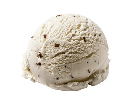 stracciatella ice cream ball isolated on white background, cutout 