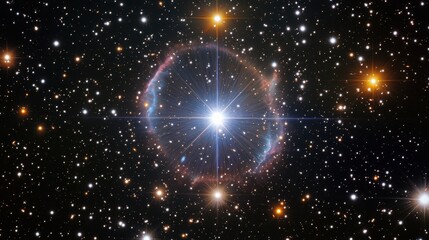 Vibrant Cosmic Nebula Surrounded by Distant Stars in Dark Space