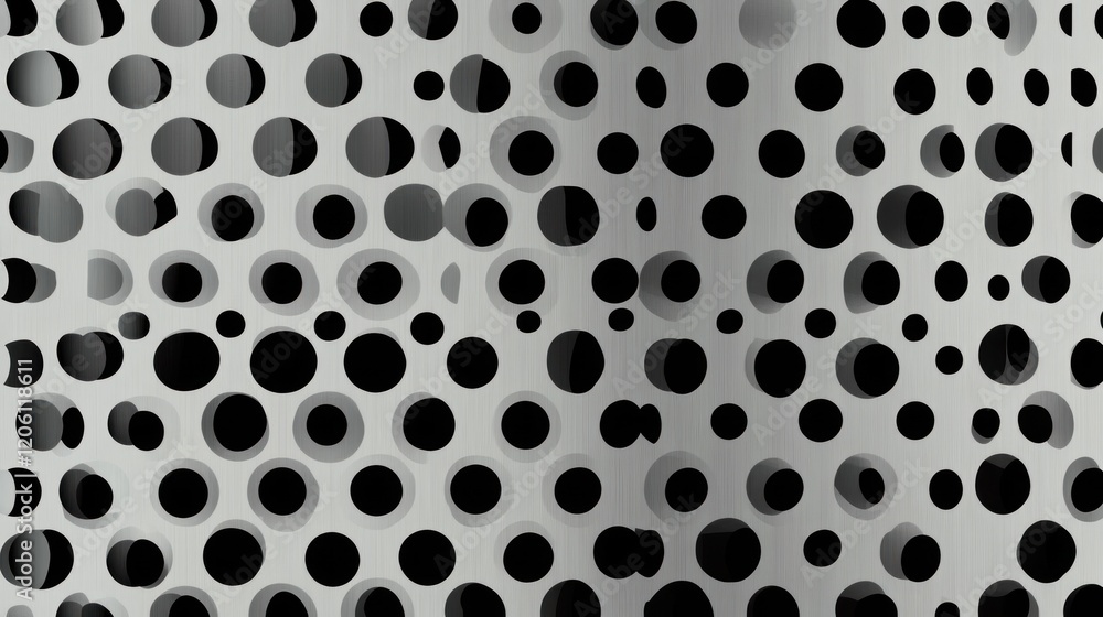 Poster seamless pattern of small, geometric circles in monochrome, creating a minimalistic and contemporary