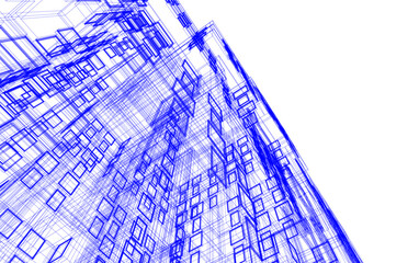 Architectural 3d rendering digital drawing