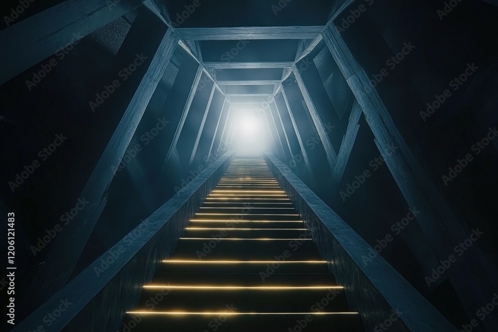 Poster this staircase challenges perceptions of direction with dual pathways.