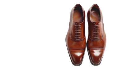 Pair of brown elegant male shoes on transparent background