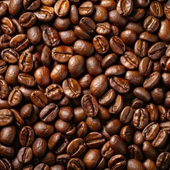 Fototapeta premium Close-up of aromatic roasted coffee beans, seamless texture
