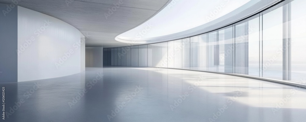 Poster modern minimalistic architecture featuring open concrete spaces.
