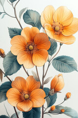 Obraz premium Delicate Orange Blossoms Watercolor Botanical Art