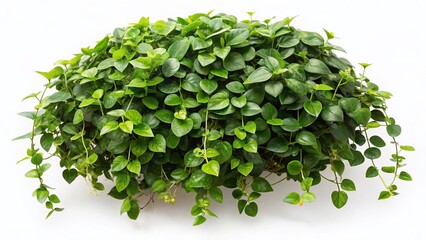 Fototapeta premium Lush Green Javanese Treebine Vine, Hanging Ivy Plant Bush Isolated on White Background - Stock Photo