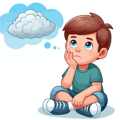 a boy is thinking vector
