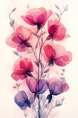 Obraz premium Delicate Watercolor Flowers in Pink and Purple Hues