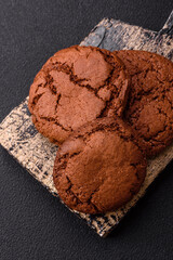 Sweet round crispy chocolate chip cookies