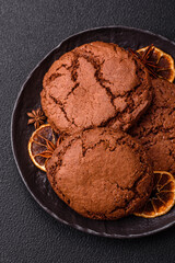 Sweet round crispy chocolate chip cookies