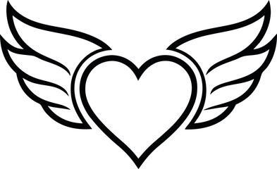 heart with wings ,heart wing shape silhouette vector design