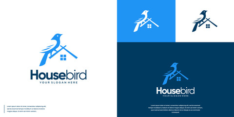 bird house logo, property rental, housing, graphic design illustration.
