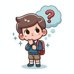 a boy is thinking vector