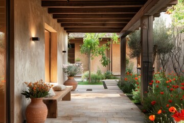 Serene Tuscany Courtyard in Italian Style
