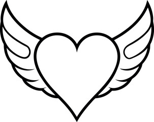 heart wing shape silhouette vector design