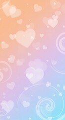 Soft Pastel-Colored Background with Subtle Heart Shapes and Swirls