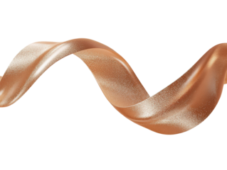 Shimmering copper wave of liquid product flowing elegantly isolated on transparent background