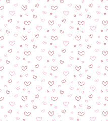 Seamless pattern with hand drawn pink hearts. Vector Background for textile, wrapping paper, fashions, illustrations.