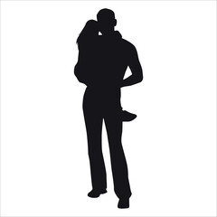 Father and Daughter Silhouette vector illustration