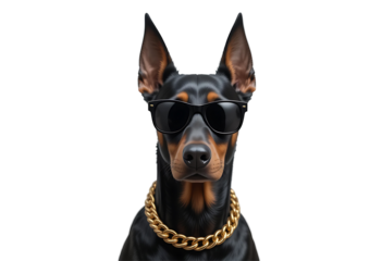 The Stylish Doberman. Generative AI, A Dog with Swagger. Png file.