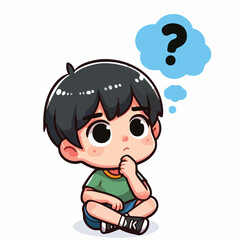 a boy is thinking vector