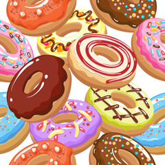 Sugar sweet donuts seamless pattern