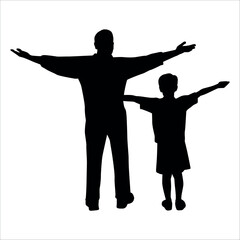 Father and son or Dan and Son Silhouette vector illustration