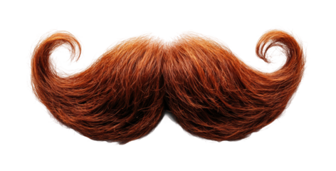 Unique creative mustache display featuring vibrant red hues, ideal for fun events or costume parties isolated on transparent background