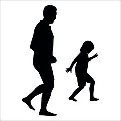 Father and son or Dan and Son Silhouette vector illustration