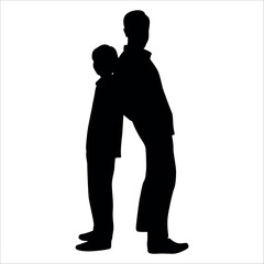 Father and son or Dan and Son Silhouette vector illustration