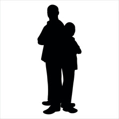 Father and son or Dan and Son Silhouette vector illustration