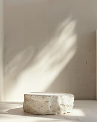 Stone block illuminated by gentle light in a minimalist interior setting during the afternoon