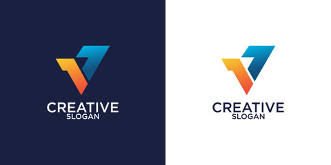 Letter V geometric logo design
