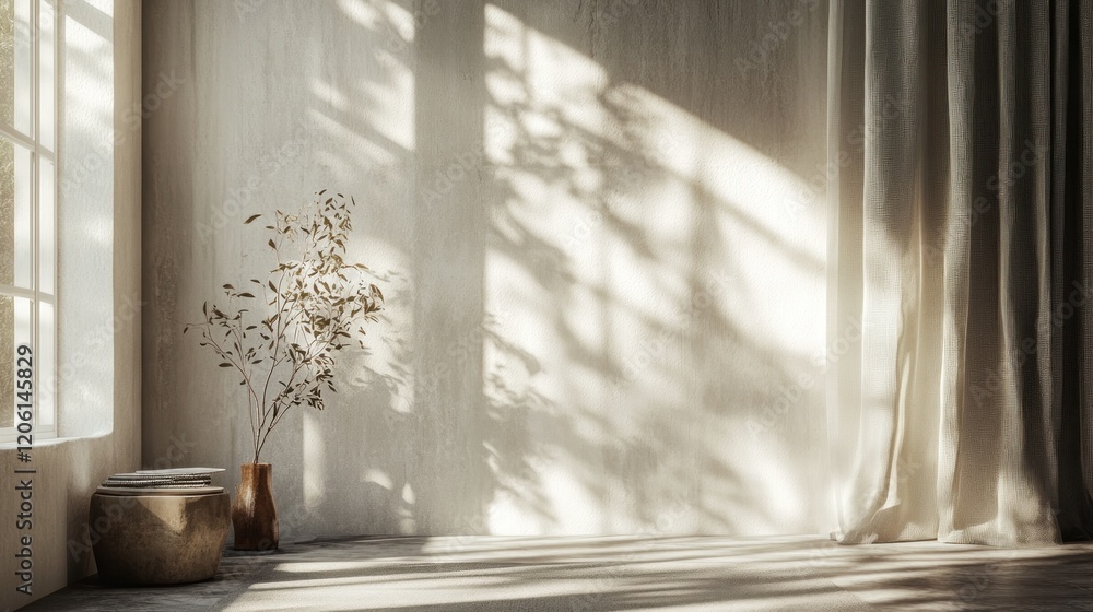 Poster textured fabric with soft natural lighting creating subtle shadows, elegant minimalistic aesthetic