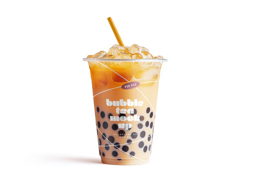 Bubble Tea Cup Branding Mockup Generated With AI