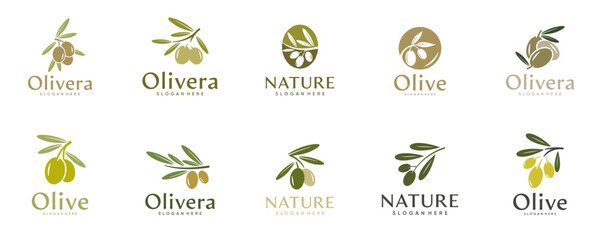 olive oil logo collection, extract, balance, natural ingredients, beauty, design vector template.